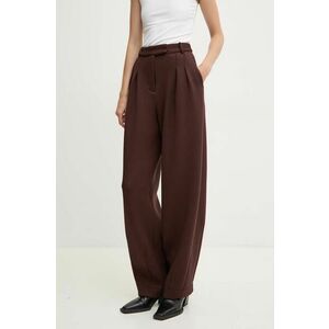 Remain pantaloni Soft Cocoon Pants femei, culoarea maro, lat, high waist, 501927578 imagine