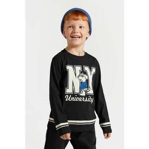 Coccodrillo longsleeve din bumbac pentru copii culoarea negru, cu imprimeu, ACADEMY BOY KIDS imagine