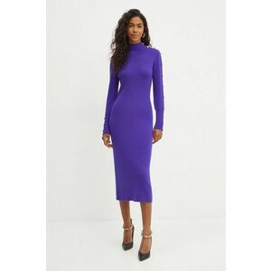 Luisa Spagnoli rochie din lana MENTOLATO culoarea violet, midi, drept, 58390 imagine