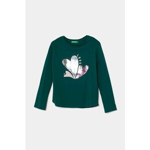 United Colors of Benetton longsleeve din bumbac pentru copii culoarea verde, 3I1XC10KC imagine