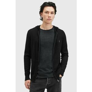 AllSaints bluza din lana MODE MERINO ZIP HOOD culoarea negru, cu glugă, melanj, M084KB imagine