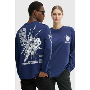 Levi's longsleeve din bumbac Levi's® x Gundam SEED culoarea albastru marin, cu imprimeu, A7413.0000 imagine