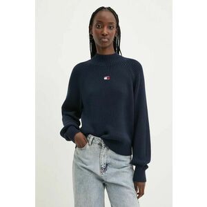 Tommy Jeans pulover de bumbac culoarea albastru marin, cu turtleneck, DW0DW19912 imagine