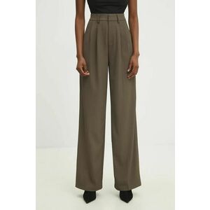 Answear Lab pantaloni femei, culoarea verde, drept, high waist imagine