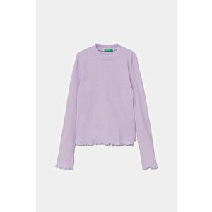 United Colors of Benetton longsleeve copii culoarea violet, cu turtleneck, 3F1AC203O imagine