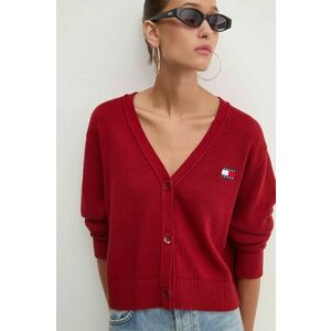 Tommy Jeans cardigan din bumbac culoarea bordo, DW0DW19913 imagine