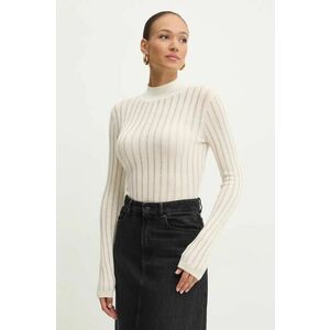 BOSS pulover de lana femei, culoarea bej, light, cu turtleneck, 50523736 imagine