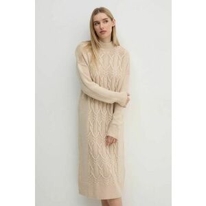 Barbour rochie din lana culoarea bej, mini, oversize, LDR0834 imagine