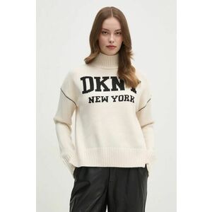 Dkny pulover femei, culoarea bej, cu turtleneck, DJ4R0386 imagine