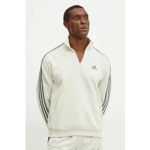 adidas bluză Essentials bărbați, culoarea bej, cu imprimeu, IX0173 imagine