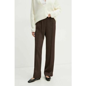 MAX&Co. pantaloni femei, culoarea maro, drept, high waist, 2426136043200 imagine