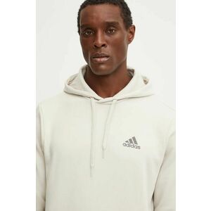 adidas bluză Essentials bărbați, culoarea bej, cu glugă, uni, IZ4760 imagine