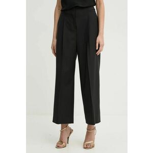 BOSS pantaloni de lână culoarea negru, drept, high waist, 50531903 imagine