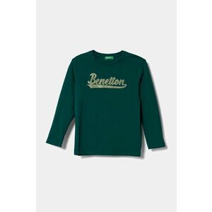 United Colors of Benetton longsleeve din bumbac pentru copii culoarea verde, cu imprimeu, 3ATNG10G1 imagine