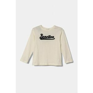 United Colors of Benetton longsleeve din bumbac pentru copii culoarea bej, cu imprimeu, 3ATNG10G1 imagine