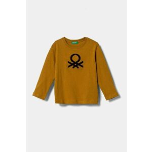 United Colors of Benetton longsleeve din bumbac pentru copii culoarea galben, cu imprimeu, 3ATNG10G1 imagine