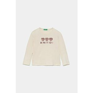 United Colors of Benetton longsleeve din bumbac pentru copii culoarea bej, 3ATNG10GI imagine