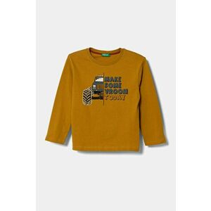 United Colors of Benetton longsleeve din bumbac pentru copii culoarea galben, cu imprimeu, 3EG9G10GH imagine