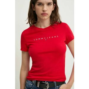 Tommy Jeans tricou din bumbac femei, culoarea roșu, DW0DW18398 imagine