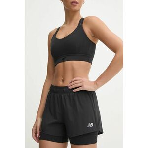 New Balance pantaloni scurți de alergare culoarea negru, uni, medium waist, WS41287BK imagine