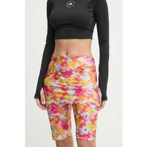 adidas by Stella McCartney pantaloni scurți de antrenament culoarea gri, cu imprimeu, high waist, IW3880 imagine