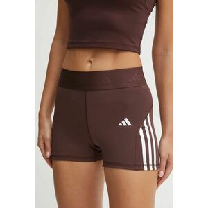 adidas Performance pantaloni scurți de antrenament Hyperglam culoarea maro, cu imprimeu, high waist, IX3219 imagine