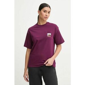 Picture tricou din bumbac Kiarra Pocket femei, culoarea bordo, WTS0581 imagine