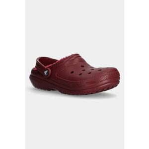 Crocs papuci de casă Classic Lined Clog culoarea roșu, 203591 imagine