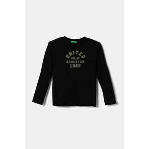 United Colors of Benetton longsleeve din bumbac pentru copii culoarea negru, cu imprimeu, 3ATNC10KU imagine