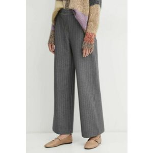 Max Mara Leisure pantaloni femei, culoarea gri, drept, high waist, 2426786108600 imagine