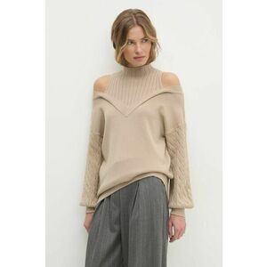 Answear Lab pulover femei, culoarea maro, cu turtleneck imagine