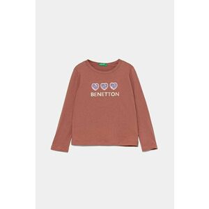 United Colors of Benetton longsleeve din bumbac pentru copii culoarea portocaliu, 3ATNG10GI imagine