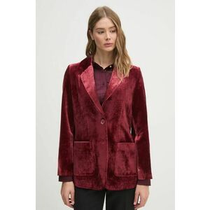 Sisley jachetă de catifea culoarea bordo, un singur rand de nasturi, neted, 21EULW02M imagine