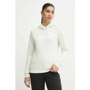 Puma bluza femei, culoarea bej, cu glugă, cu imprimeu imagine