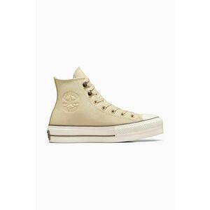 Converse teniși de piele Chuck Taylor All Star Lift femei, culoarea bej, A11158C imagine