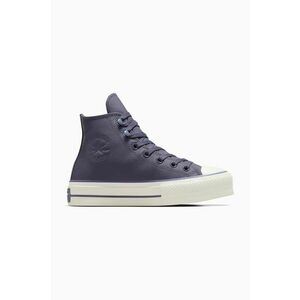 Converse teniși de piele Chuck Taylor All Star Lift femei, culoarea violet, A11159C imagine