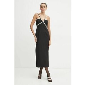 Bardot rochie AMALIA culoarea negru, maxi, mulată, 59554DB imagine