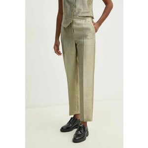 Pedro del Hierro pantaloni femei, culoarea auriu, drept, high waist, 7608781 imagine