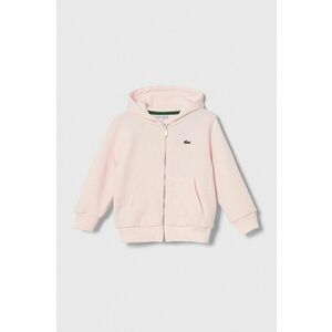 Lacoste bluza copii culoarea roz, cu glugă, neted imagine