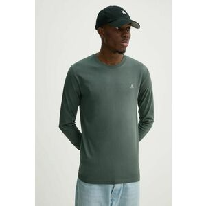 Marc O'Polo longsleeve din bumbac culoarea verde, neted imagine