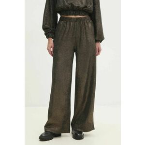 Answear Lab pantaloni femei, culoarea auriu, drept, high waist imagine