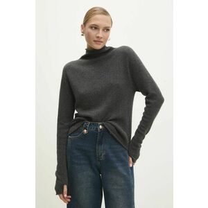 Answear Lab pulover de lana femei, culoarea gri, light, cu turtleneck imagine