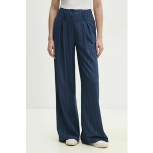 Answear Lab pantaloni femei, culoarea albastru marin, drept, high waist imagine