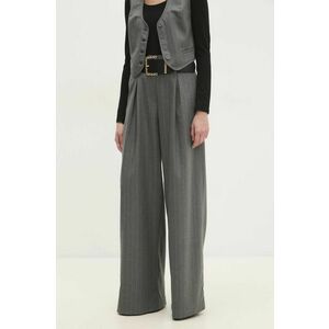 Answear Lab pantaloni femei, culoarea gri, drept, high waist imagine