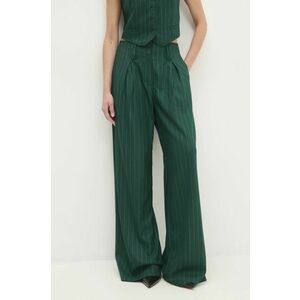 Answear Lab pantaloni femei, culoarea verde, drept, high waist imagine