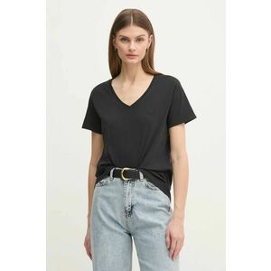 Pepe Jeans tricou din bumbac LOLLY V-NECK femei, culoarea negru, PL505999 imagine