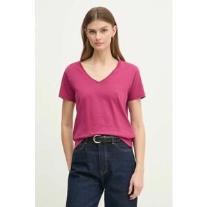 Pepe Jeans tricou din bumbac LOLLY V-NECK femei, culoarea roz, PL505999 imagine