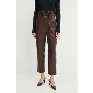 Bardot pantaloni DEBBIE femei, culoarea bordo, drept, high waist, 56296PB3 imagine