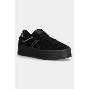 Tommy Jeans sneakers din piele intoarsă THE GREENWICH FLATFORM ELEVATED culoarea negru, EN0EN02676 imagine