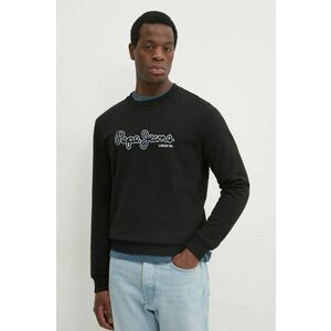 Pepe Jeans hanorac de bumbac DORIAN CREW barbati, culoarea negru, cu imprimeu, PM582757 imagine